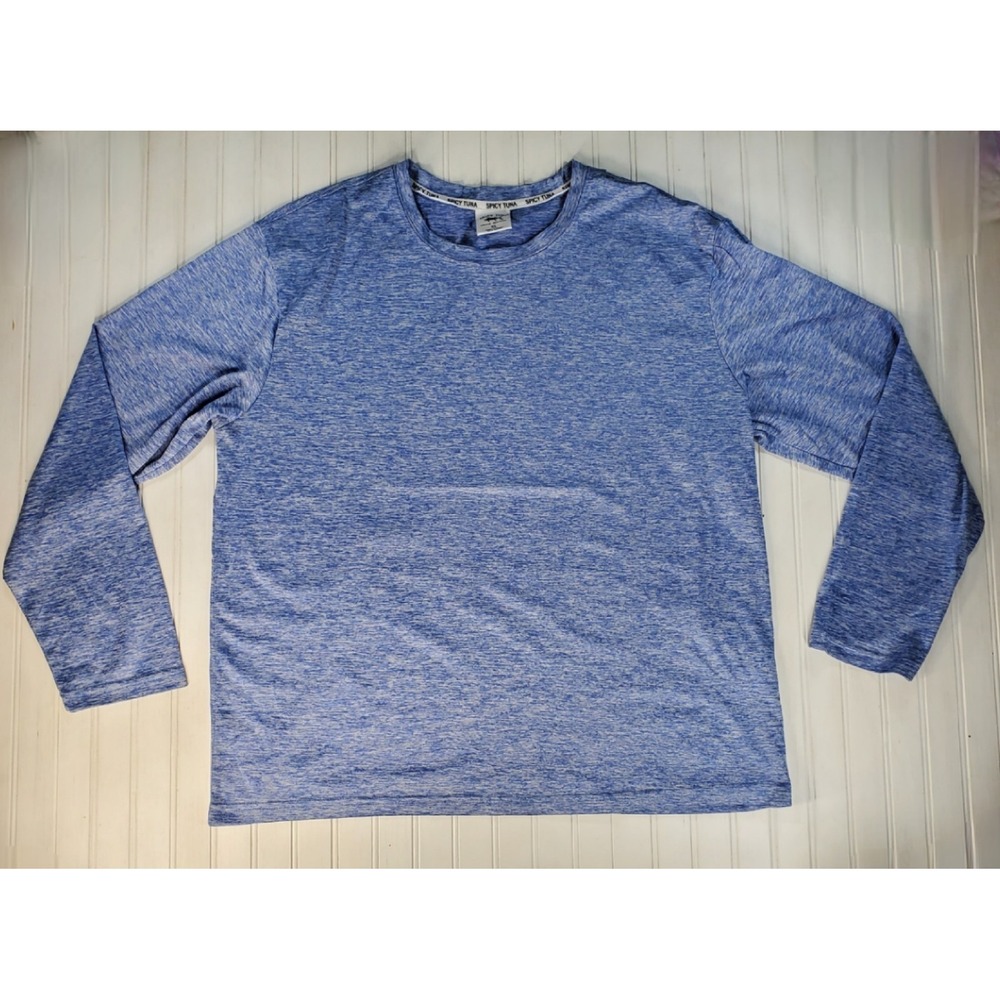 Spicy Tuna Coastal Outfitter Shirt Mens XL Blue Heathered Long‎ Sleeve Fishing